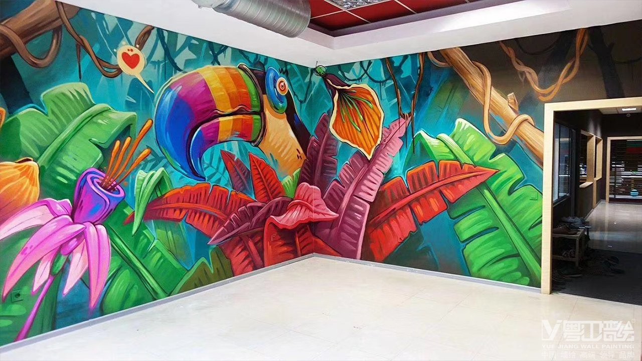 费城手绘壁画装饰，餐厅店铺手绘壁画、手绘墙绘制 图片 1