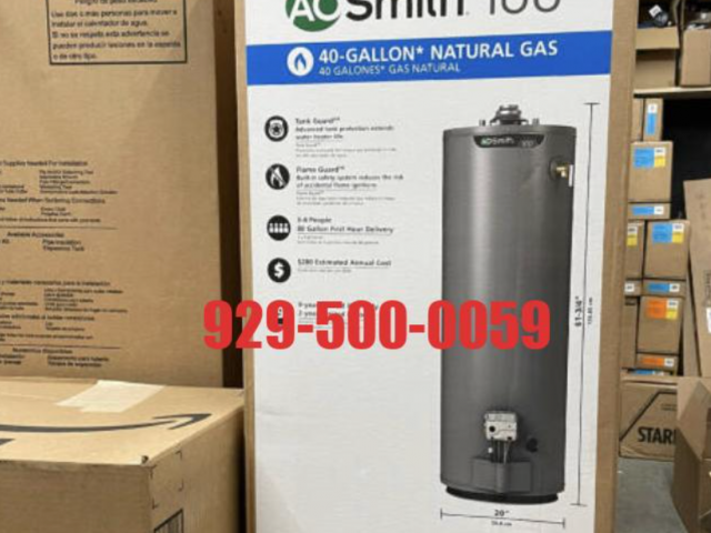 蓝天冷暖家装维修团队-AO SMITH 40-50 加仑热水炉更换安装维修929-500-0059