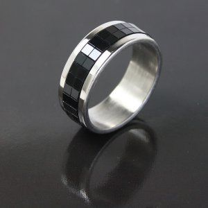 Unisex Black Square Ring Titanium Steel Sophisticated photo 3