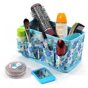 Korean multi-purpose cosmetics storage box desktop storage box blue flowers