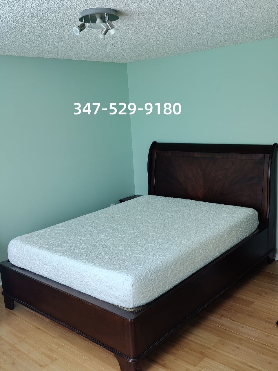 Solid wood bed + mattress + solid wood dresser