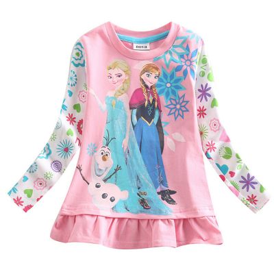 children clothing girls clothes autumn girl cartoon Tshirt rainbow striped long sleeve tops photo 4