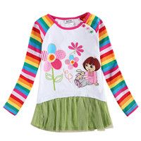Children Clothing Girls 2016 Child Autumn Costume Tshirt Princess Long Sleeve Top Kids Fashion photo 4