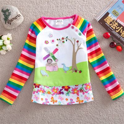 Children Clothing Girls 2016 Child Autumn Costume Tshirt Princess Long Sleeve Top Kids Fashion photo 5