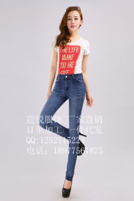 全棉中腰小脚裤 简约纯棉修身显瘦铅笔裤 图片 2