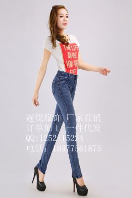 全棉中腰小脚裤 简约纯棉修身显瘦铅笔裤 图片 5