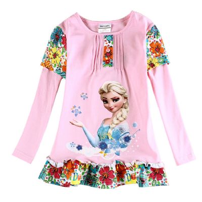 Children Clothing Girls 2016 Child Autumn Costume Tshirt Princess Long Sleeve Top Kids Fashion photo 1