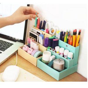 DIY folding cosmetics storage box light blue photo 3