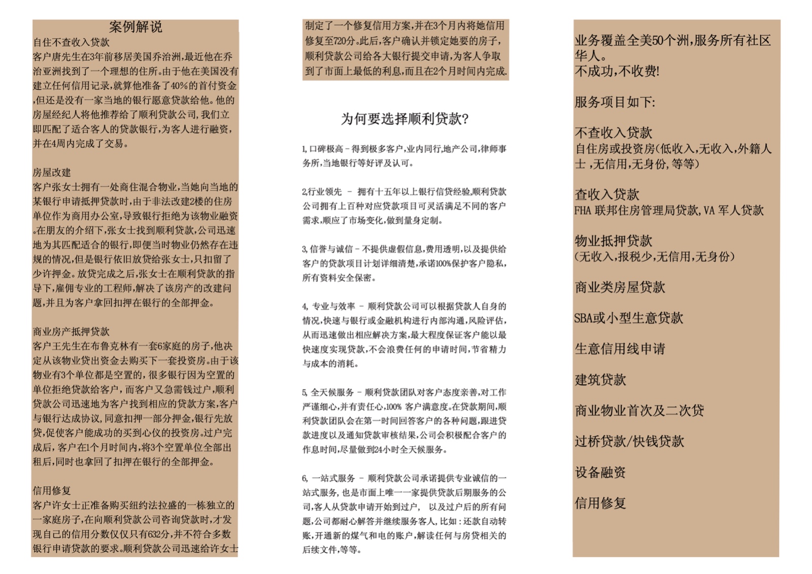 顺利贷款 首选融资和贷款咨询公司 （覆盖全美50州）