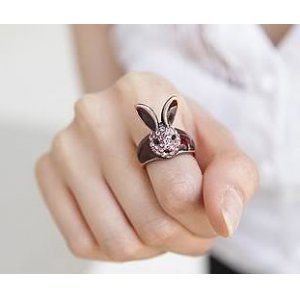 长耳朵兔子复古戒指