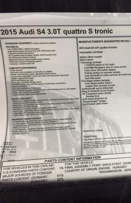 2015年新款Audi S4 只跑了16700超值出售