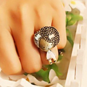 爆炸头小女孩戒指 指环